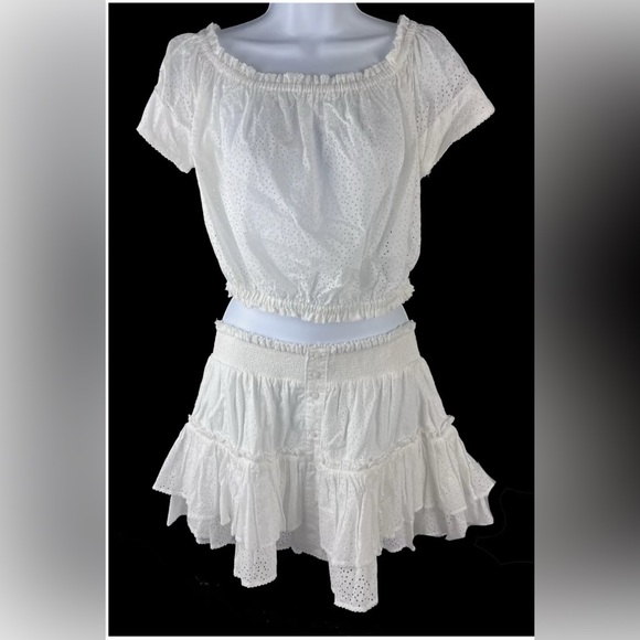 Poupette St. Barth White Eyelet Matching Set Size S/M - Picture 1 of 5